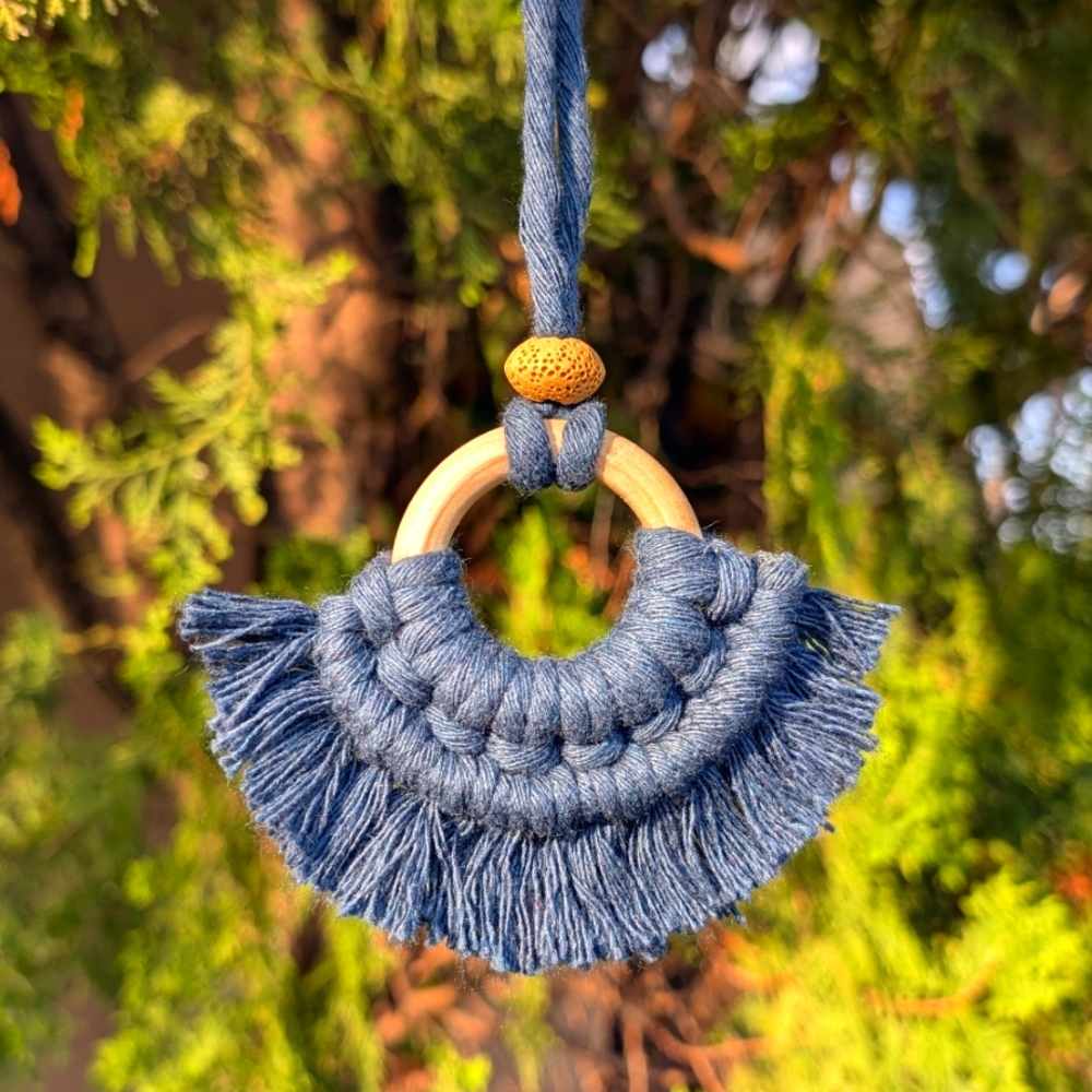 Macrame Car Charm Diffuser With Lava Bead